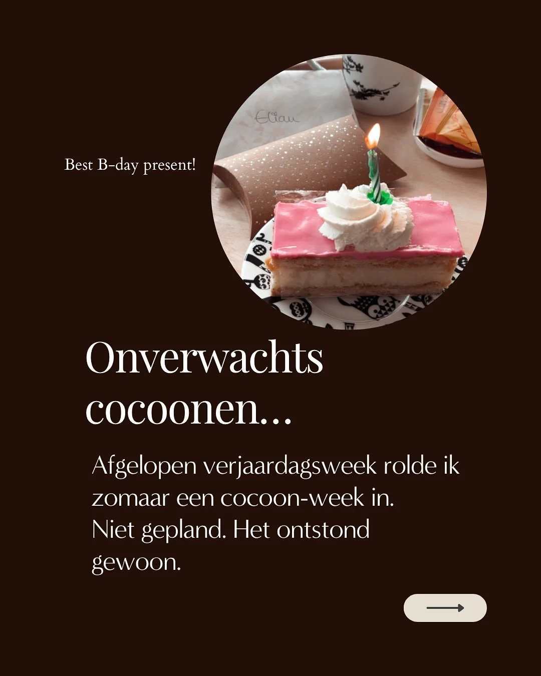Afgelopen week belandde ik onverwachts in een cocoon-week.
 Geen stories. Geen moeten. Gewoon even niet.

En dat voelde z&oacute; bevrijdend.

Ik merkte opnieuw hoe hard het stemmetje kan zijn dat zegt: &ldquo;Als je niets doet, gebeurt er niets.&rdq