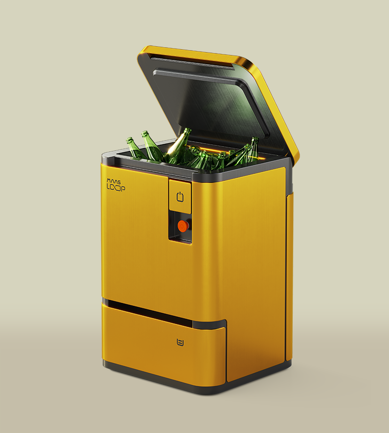 Maas Loop. Reverse vending machines & glass crushers.
