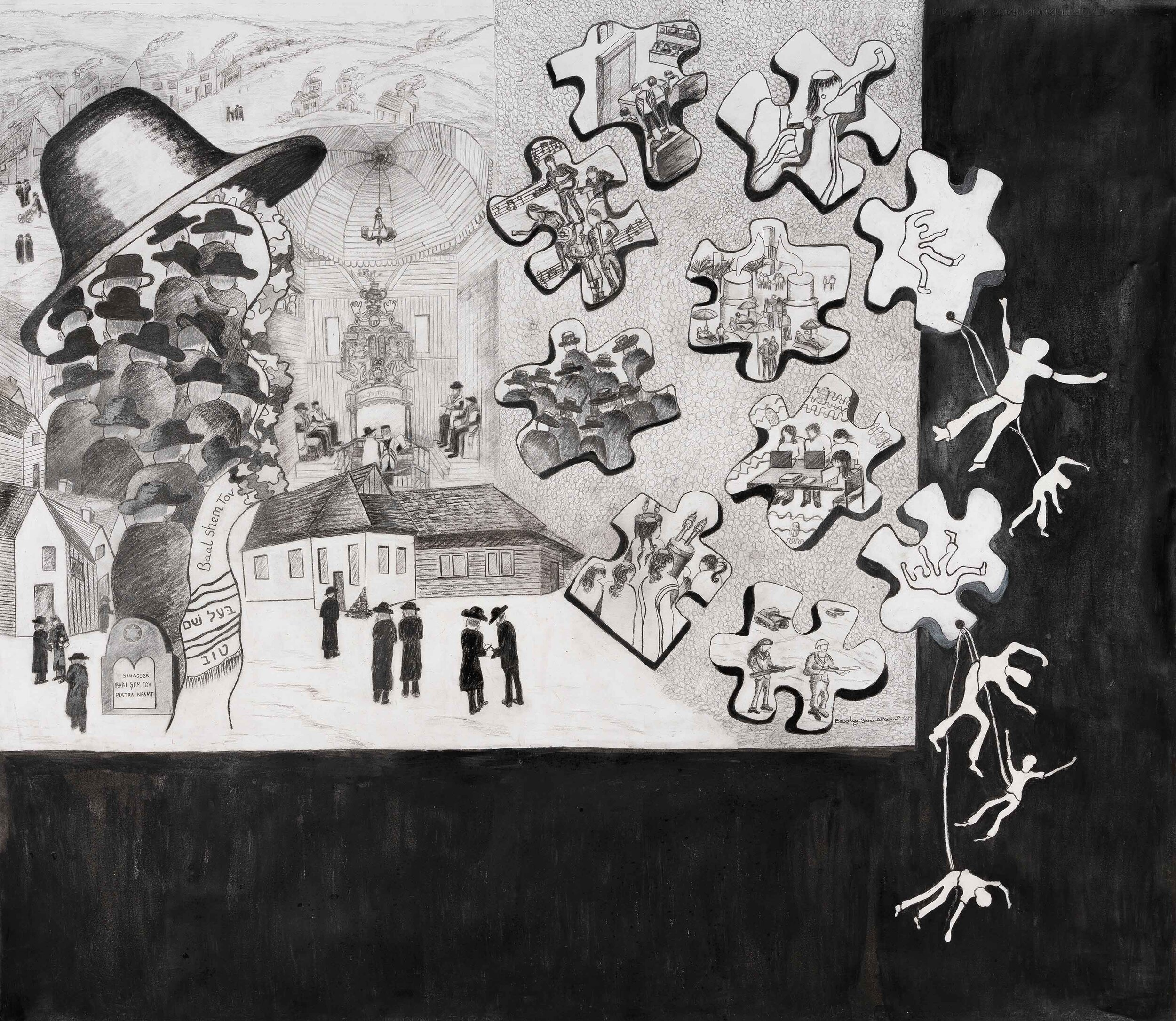 Painting, 'Kaballah to Acceptance', Charcoal &amp; Black Paint on Paper. 150cm x 173cm