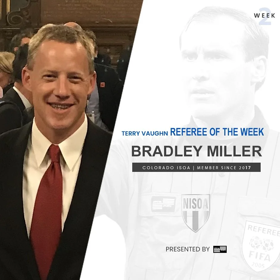 Congratulations to Bradley Miller on being selected as the Week 2 Terry Vaughn Referee of the Week Award Winner! 

#NISOA #TVRefOfTheWk