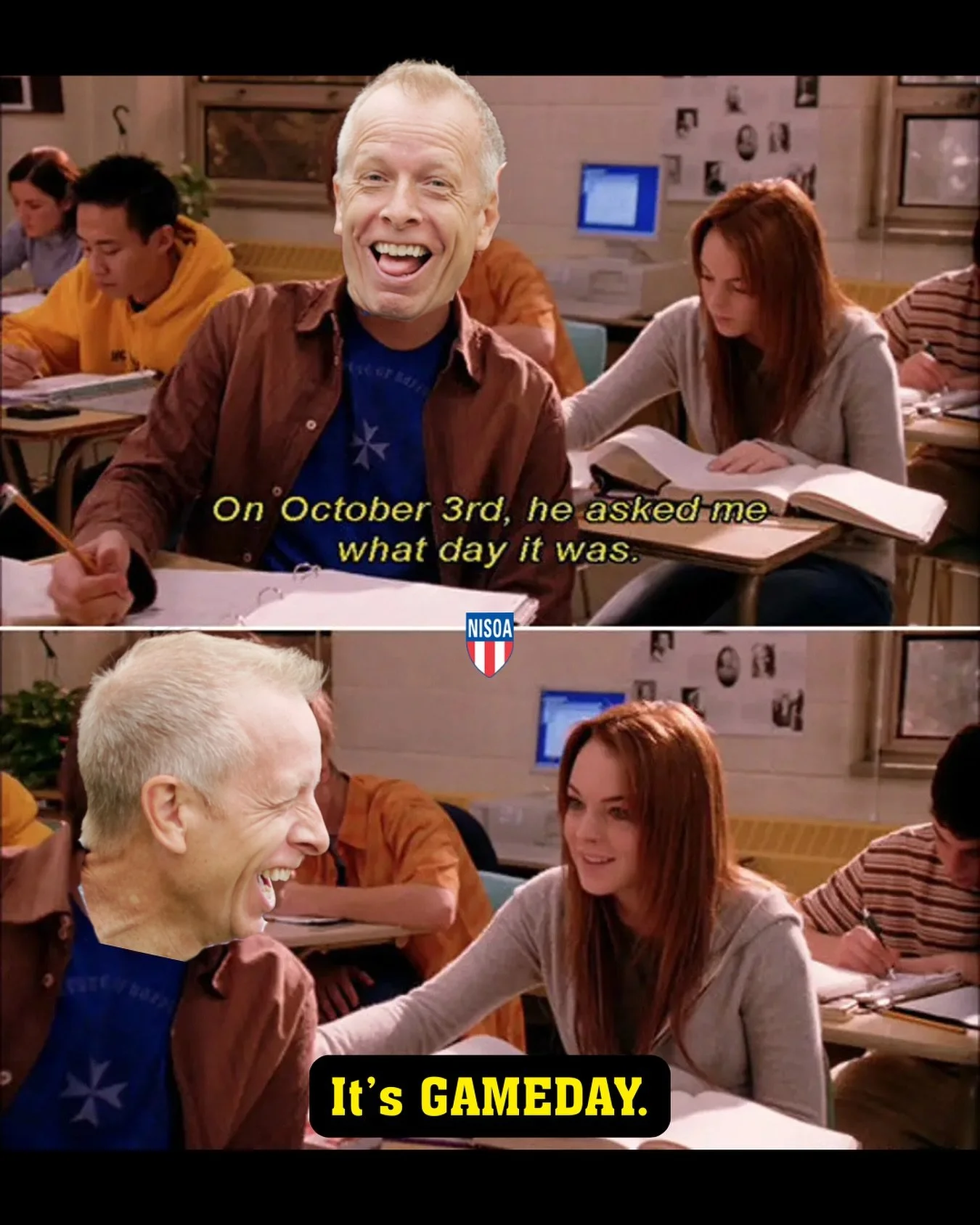 @coreyrock1 that&rsquo;s so Fetch⚽️🏟️🤩✨

It&rsquo;s Friday AND October 3rd&hellip;.that calls for some meme fun!😎

#nisoa #meangirls #october3rd