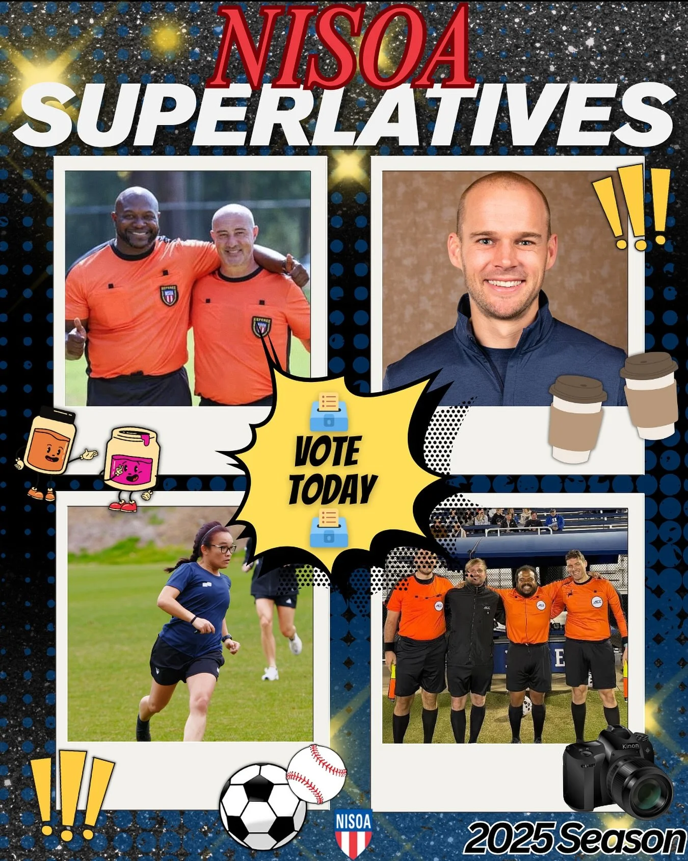Our 2025 NISOA Superlatives are going LIVE 🎬
Voting will be open in the polls included in the caption of each superlative post! 
Share to help your friends take home the win🏅
Cast your votes today🗳️⚽️😎

#nisoa #superlatives