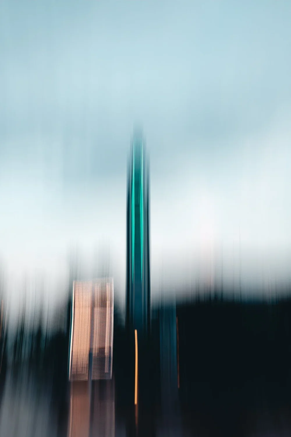 abstract photograph of a cityscape at night - neon lights and intentional camera blur.