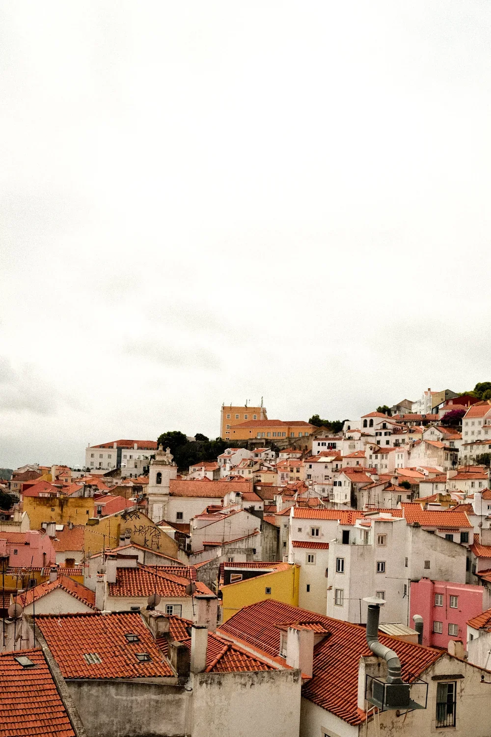 photograph of the streets of Lisbon, featuring many rows of orange roofs
