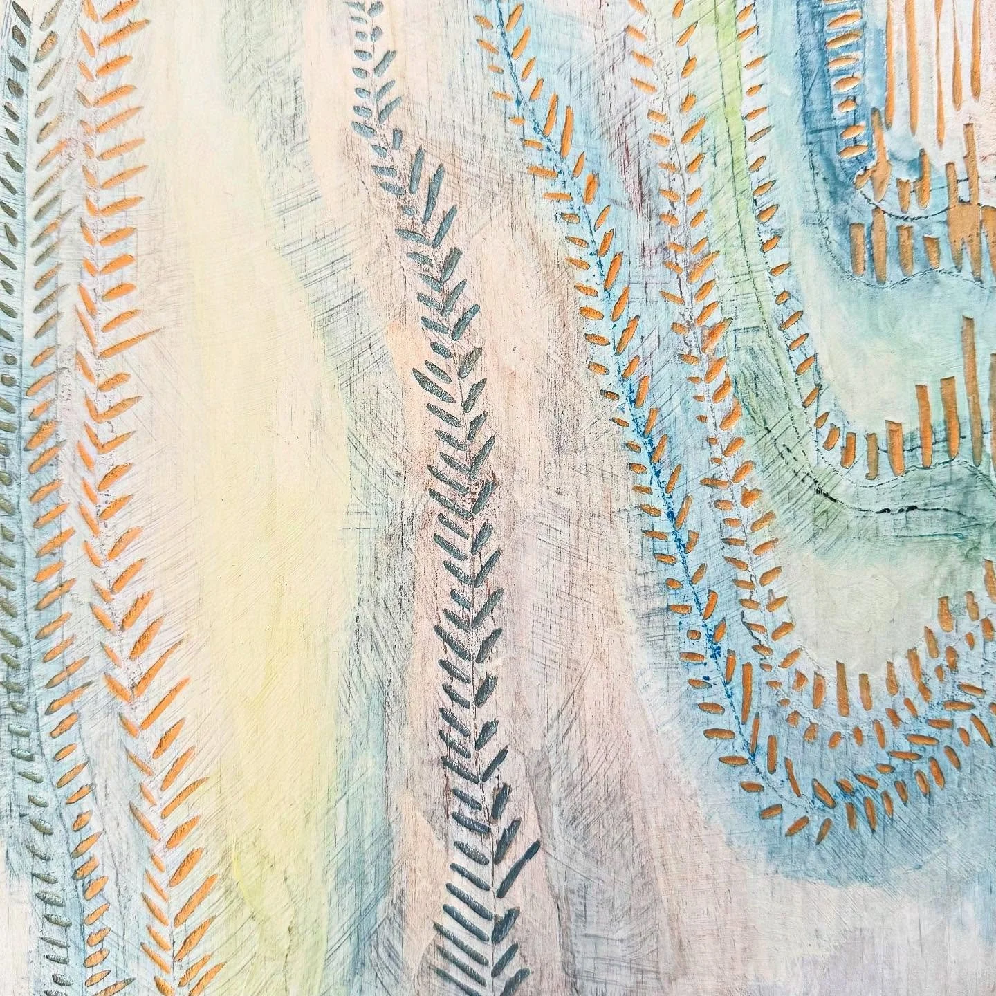 it ain&rsquo;t easy.
10&rdquo; x 10&rdquo; 
acrylic, watercolor, pencil, carving tool on wood board