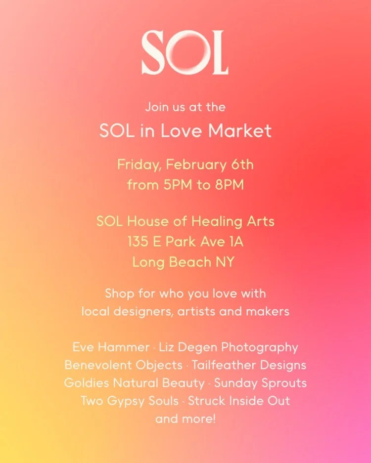 This Friday 💘
Ease into Valentine&rsquo;s week at the SOL in Love Market &mdash; handmade gifts, local makers, @barrierbrewingco 🍻 beer samples, love tea ☕️, and a cozy evening at SOL. 💚

@solhouseofhealingarts 
@lizdegenphoto 
@benevolentobjects 