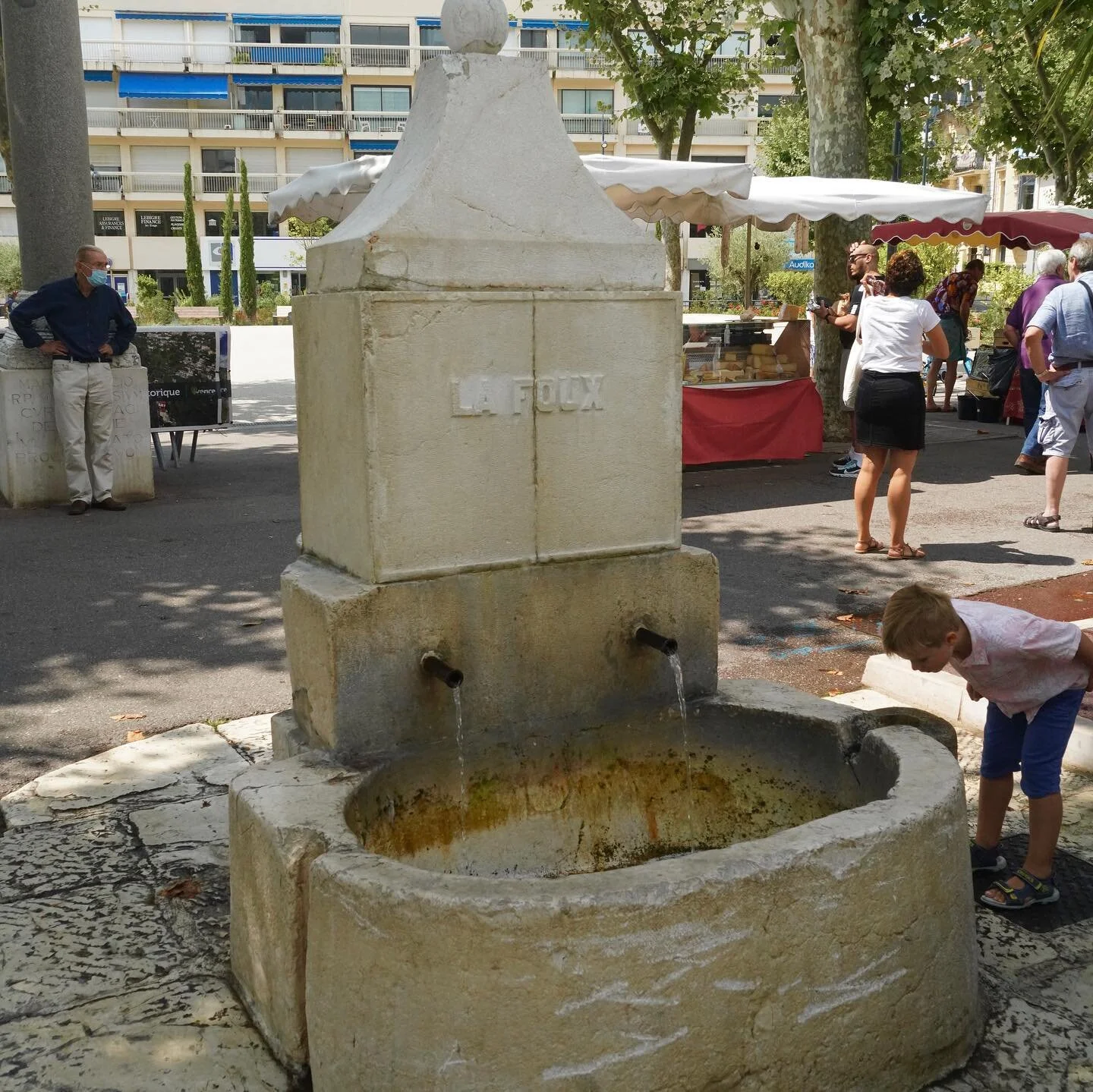 Fresh from the mountains the water fountain offers a refreshing drink in the Place du Grand Jardin Vence France

#waterfountain 
#vencefrance
#lafoux