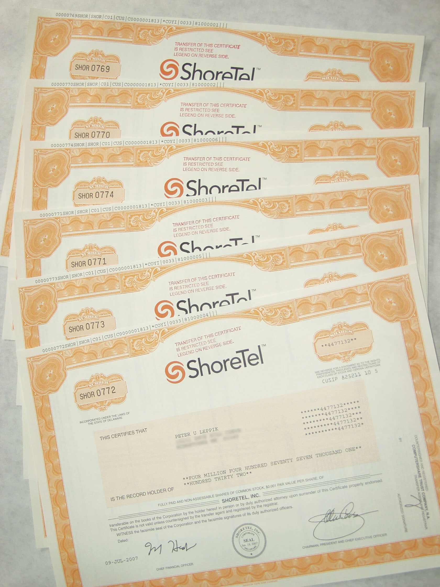 Stock Certificates