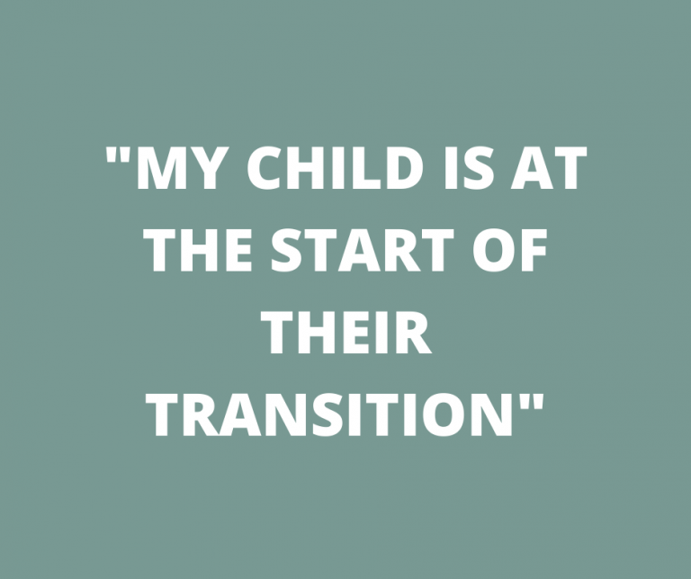 “My child is at the start of their transition”