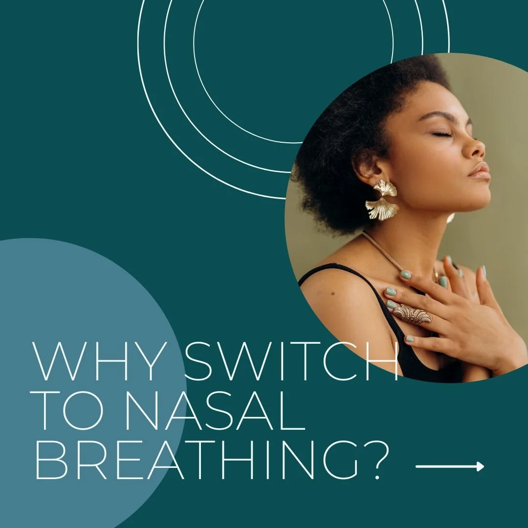 Why is nasal breathing better? 
1. Nasal breathing filters and humidifies the air.
2. It Increases nitric oxide, which helps to dilate blood vessels and improves circulation.
3. Nasal breathing reduces breathing volume, which increases CO2. CO2 is ne