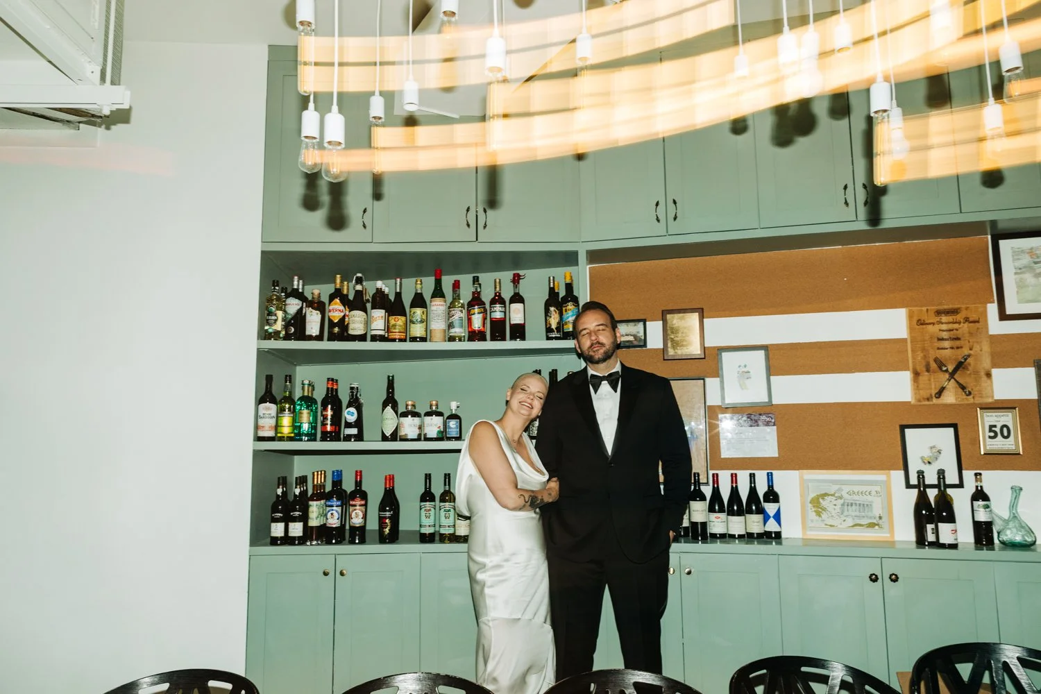 Portrait of a couple on their wedding day at Juliet in Somerville, Massachusetts.