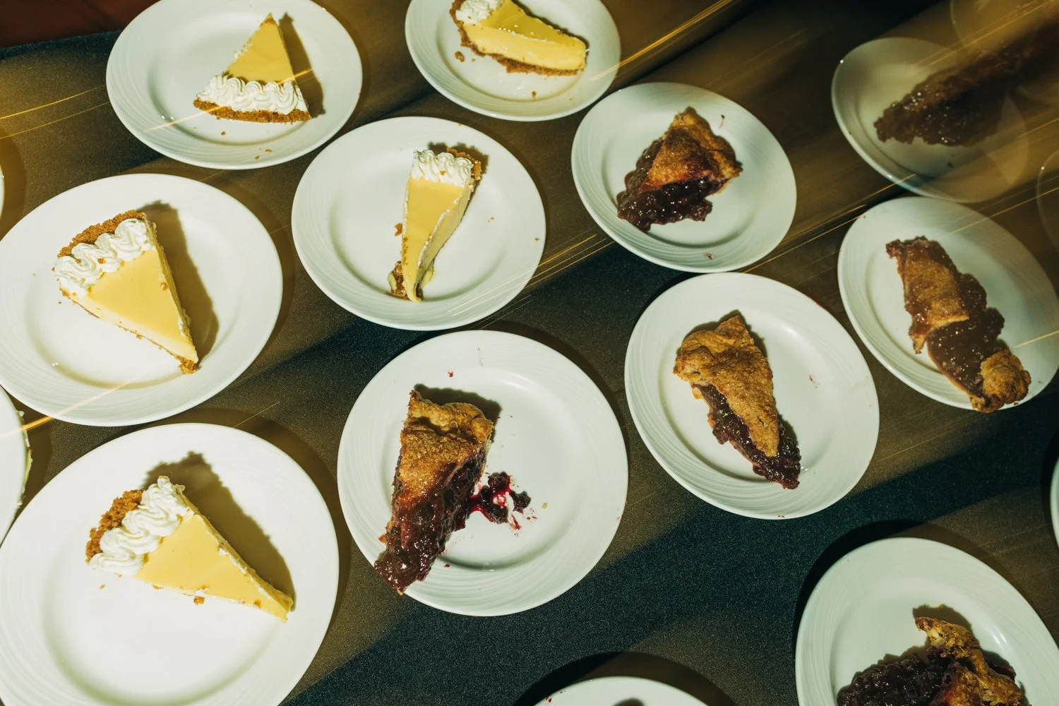 Photo of plated pie during a wedding at the red barn at hampshire college in amherst, massachusetts