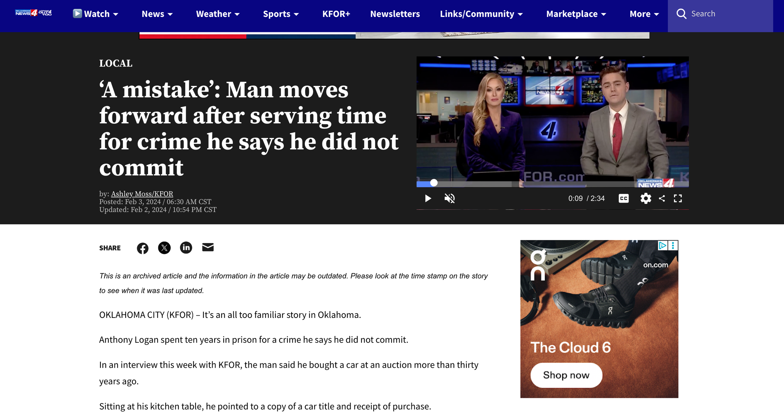 OKLAHOMA'S NEWS FOUR: ‘A mistake’: Man Moves Forward After Serving Time For Crime He Says He Did Not Commit