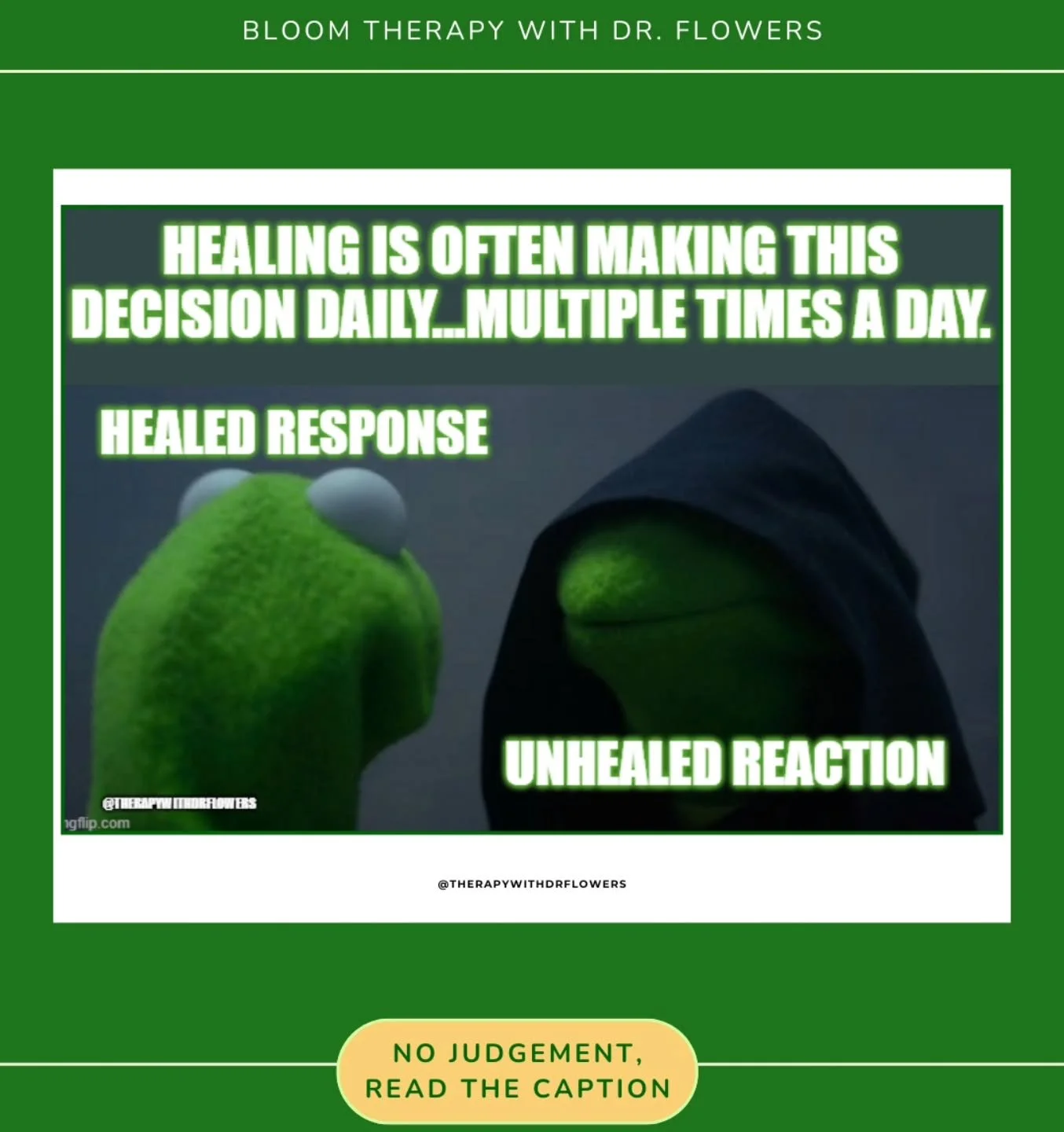 Healing isn&rsquo;t about being perfect... it&rsquo;s about catching yourself before you crashout (most of the time 😅).
Some days you&rsquo;re calm &rarr; other days you&rsquo;re Kermit in the hoodie.
Healing is about progression, not perfection... 