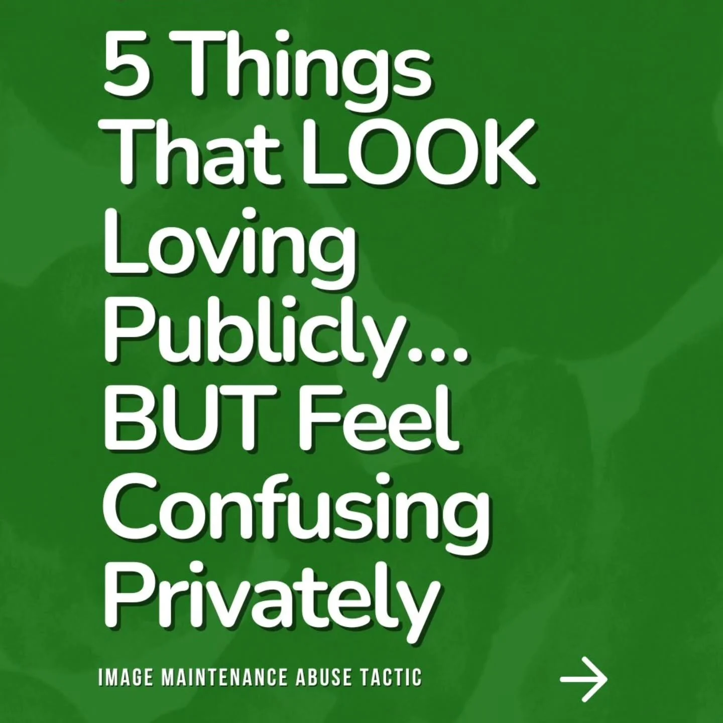 One of the most confusing parts of Image Maintenance Abuse is that the public version of the relationship can look genuinely loving. 🚩

Meanwhile privately?
You feel dismissed.
Emotionally disconnected.
Criticized.
Punished.
Or completely unseen.

A