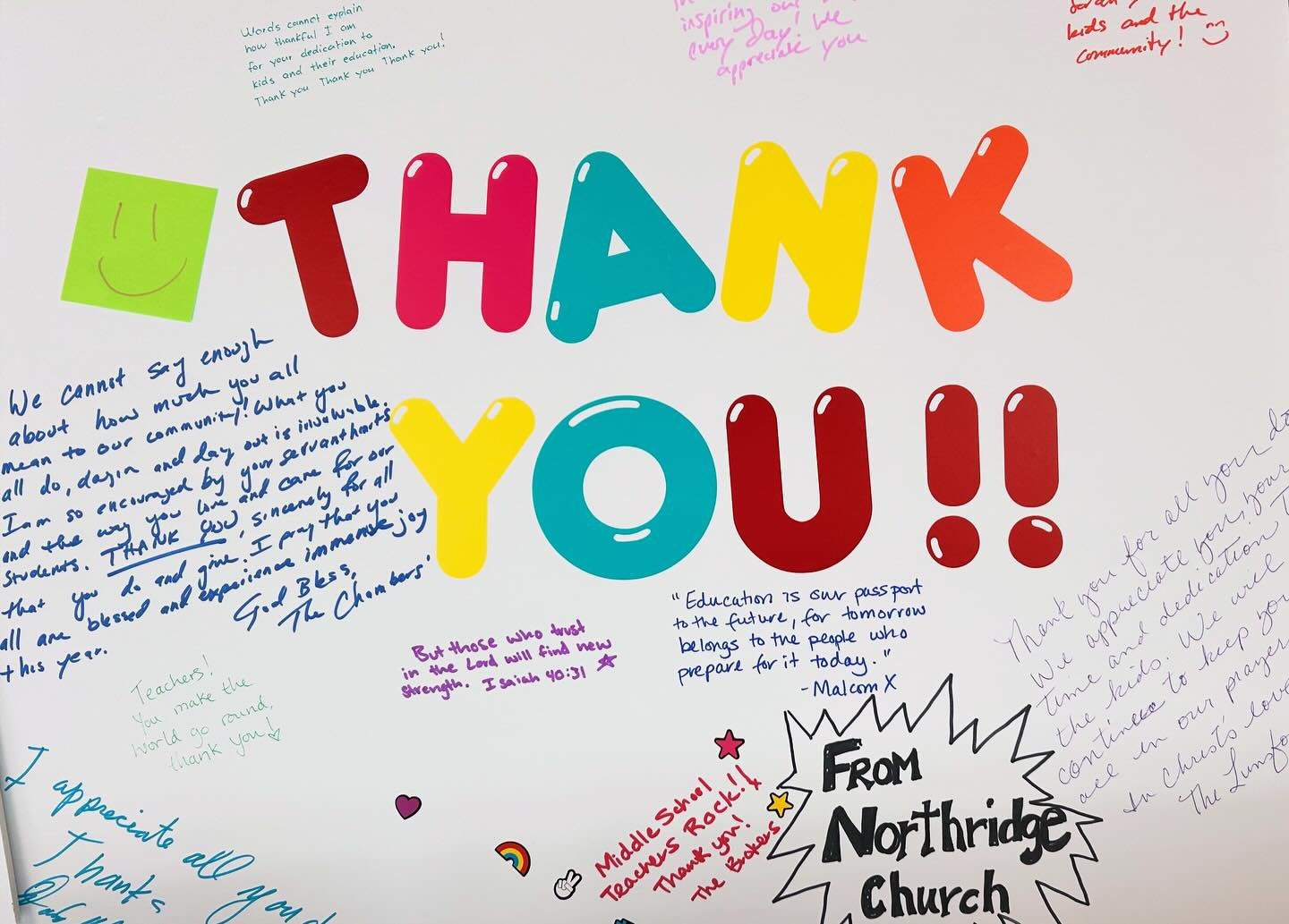 In honor of teacher appreciation week, THANK YOU! Today we recognize the teachers in the Northridge body and all over Anchorage for the wonderful work they do every day. It is amazing to see our children flourish with the love and care given in the c