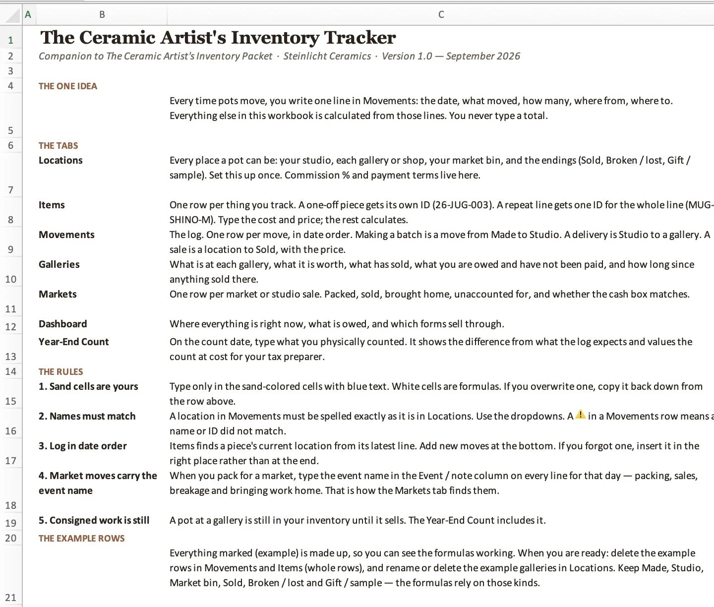 The Ceramic Artist's Inventory Tracker