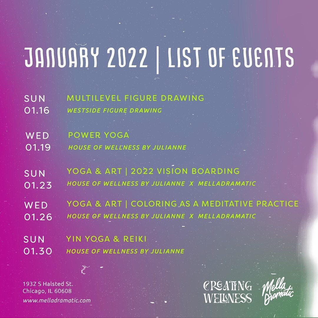 We&rsquo;ve been hosting collaborative events at the studio and wanted to share a lineup of things happening for the remainder of January!  On the 23rd, we will kick off our &ldquo;Yoga &amp; Art&rdquo; collaboration with @thehouseofwellnessbyjuliann