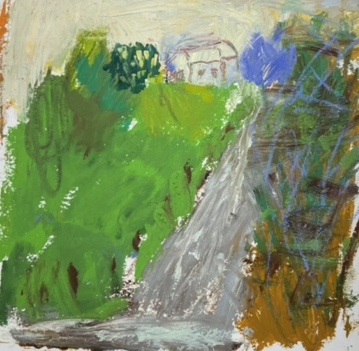 Heading  Home-  Oil stick on paper-8 x 8”