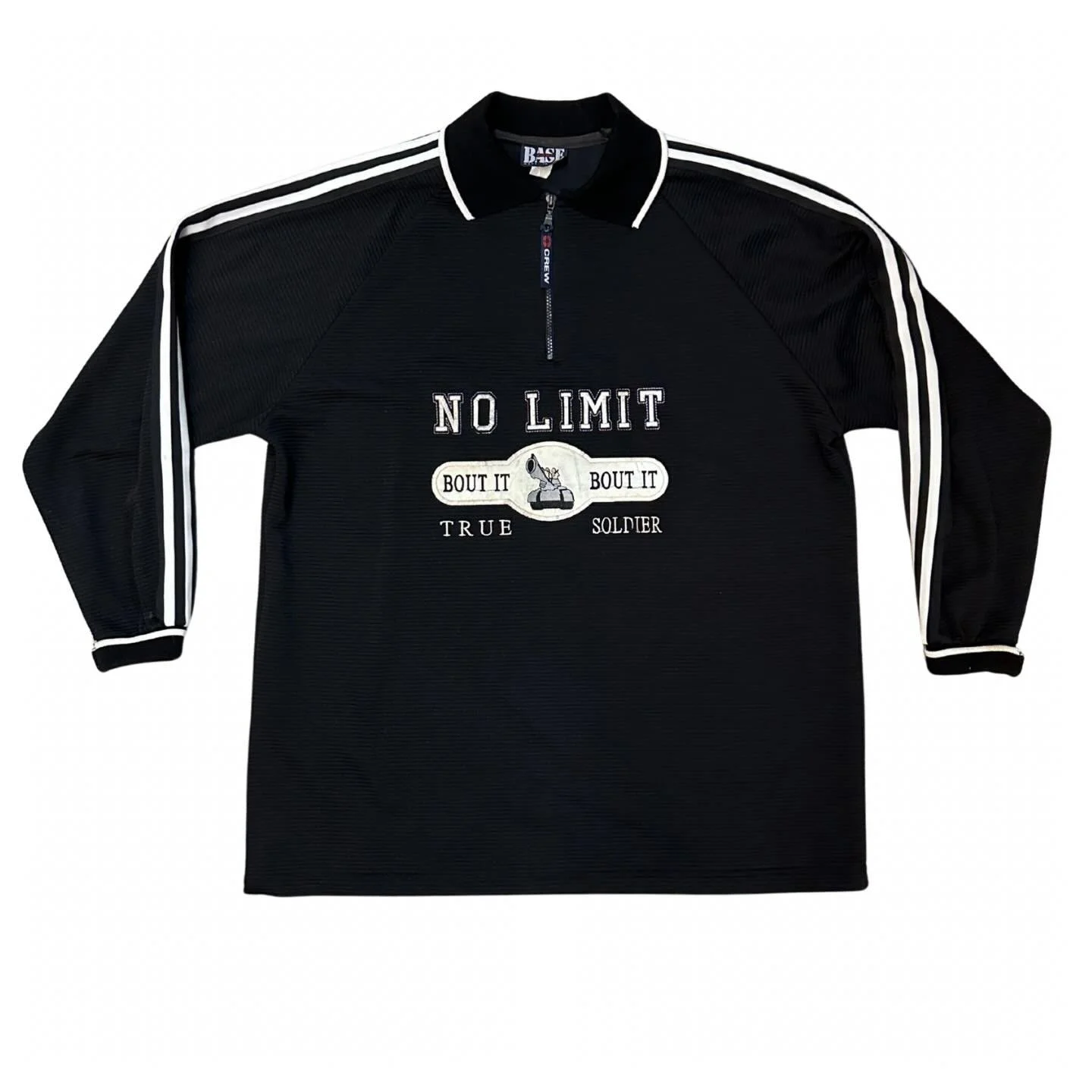 1990s No Limit Records soldier gear quarter zip with racing stripes. Size xl. We also have this in baby blue 🫣🥶