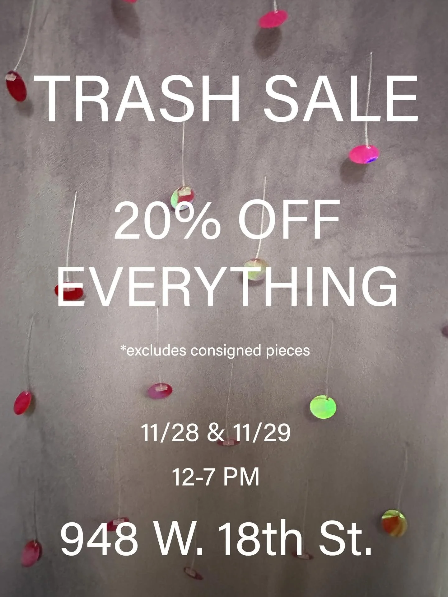 20% off EVERYTHING in store with the exception of a handful of consigned pieces. Shop Small this holiday season! Starve the beast!