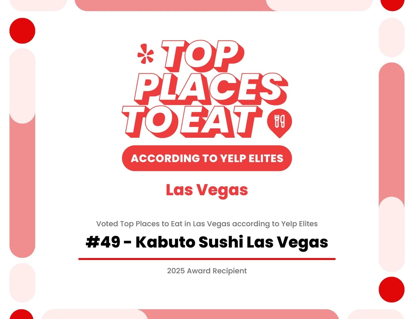 Thank you, Yelp Elites! @yelplv 

We&rsquo;re incredibly honored that Kabuto has been chosen as one of the Top Eats in Las Vegas. Your support, reviews, and love truly mean the world to us.

Every day, our team works hard to bring you the best flavor