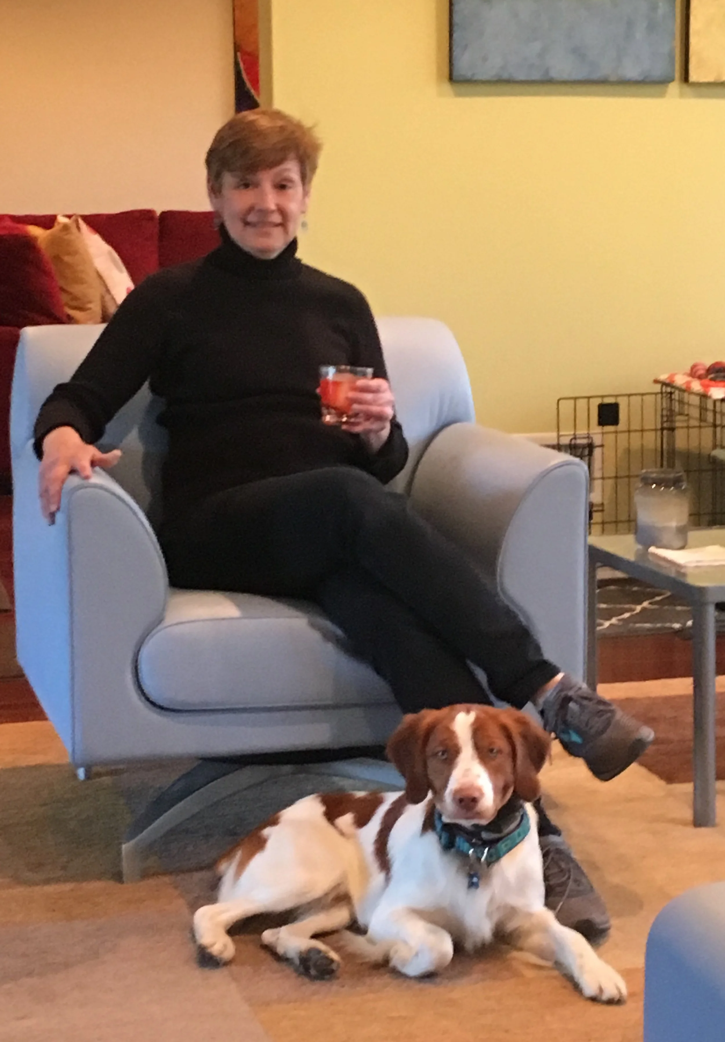 TV with Rowdy and cocktail.JPG