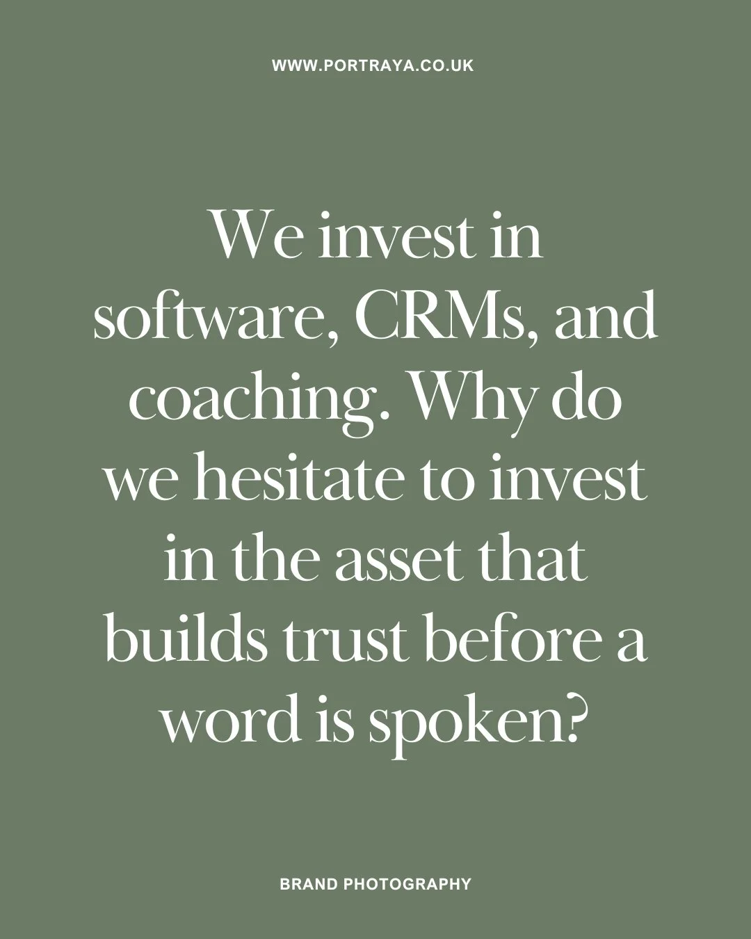 Let's talk business. You invest in the tools that run your business efficiently... but your portrait is the tool that opens doors, builds instant trust, and attracts ideal clients. 

It's the first handshake in a digital world. your portrait does you