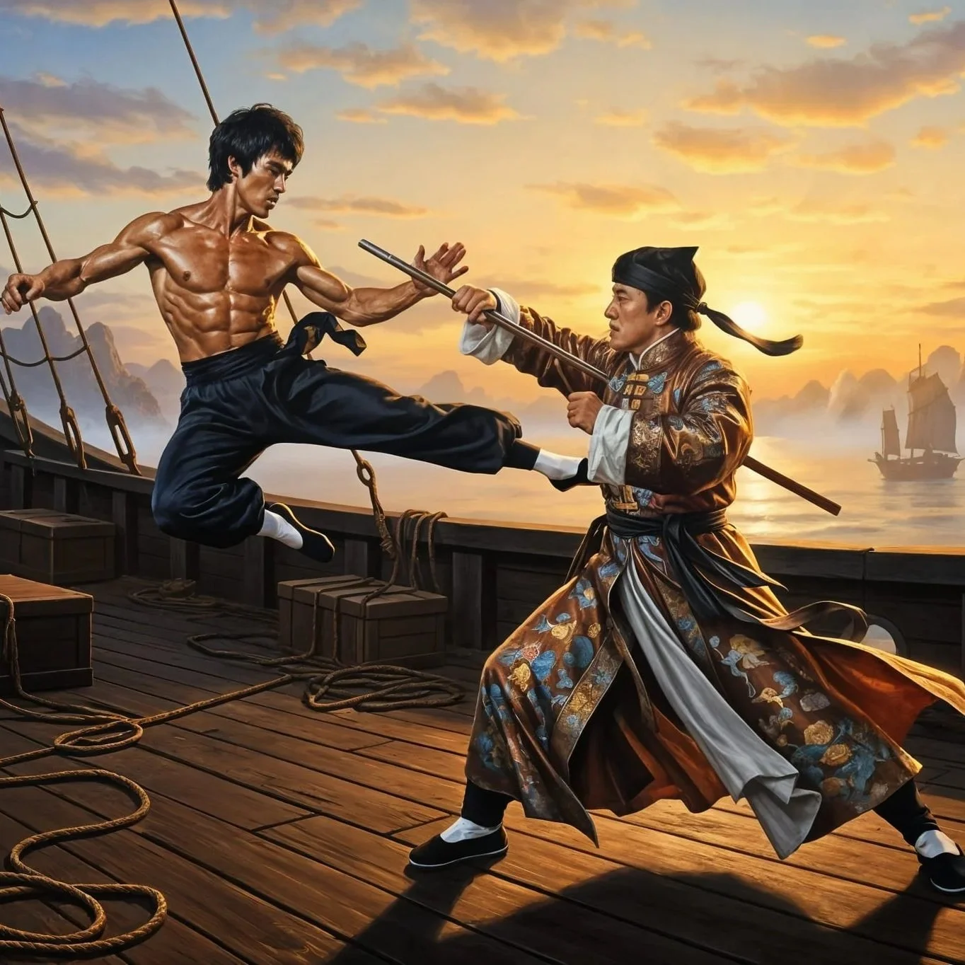 Two muscular martial artists