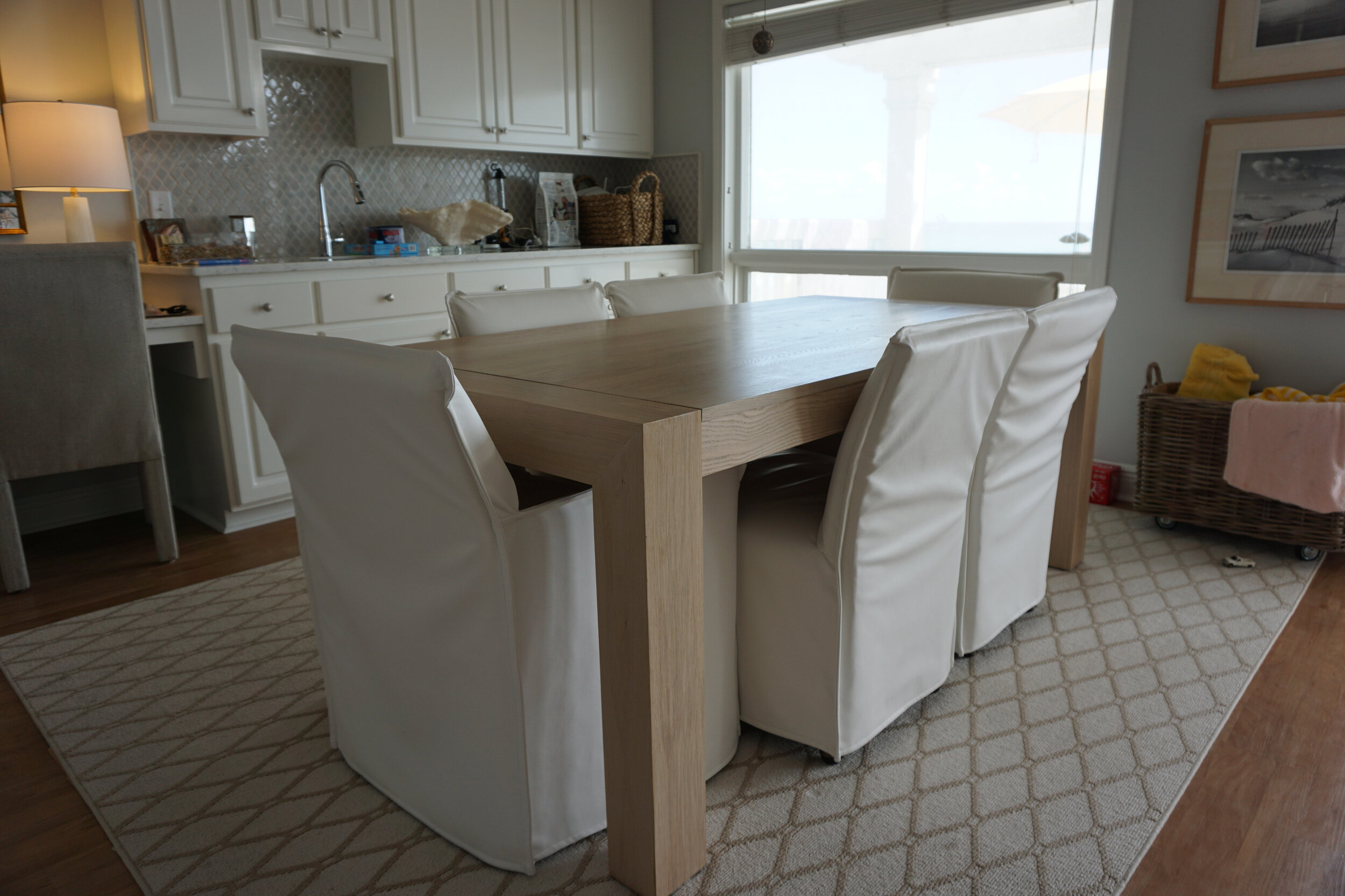 Modern White Oak Dining Table, 36" x 76", Water Based Polyurethane