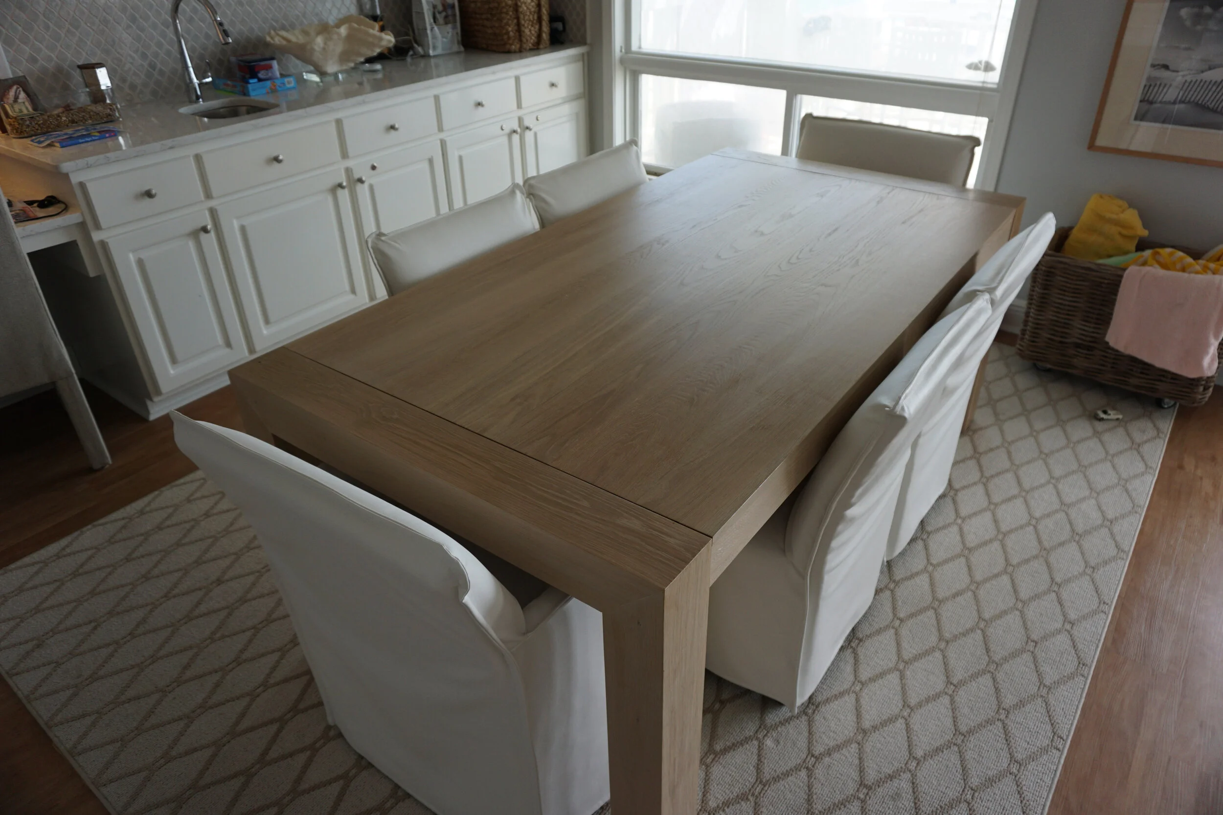 Modern White Oak Dining Table, 36" x 76", Water Based Polyurethane