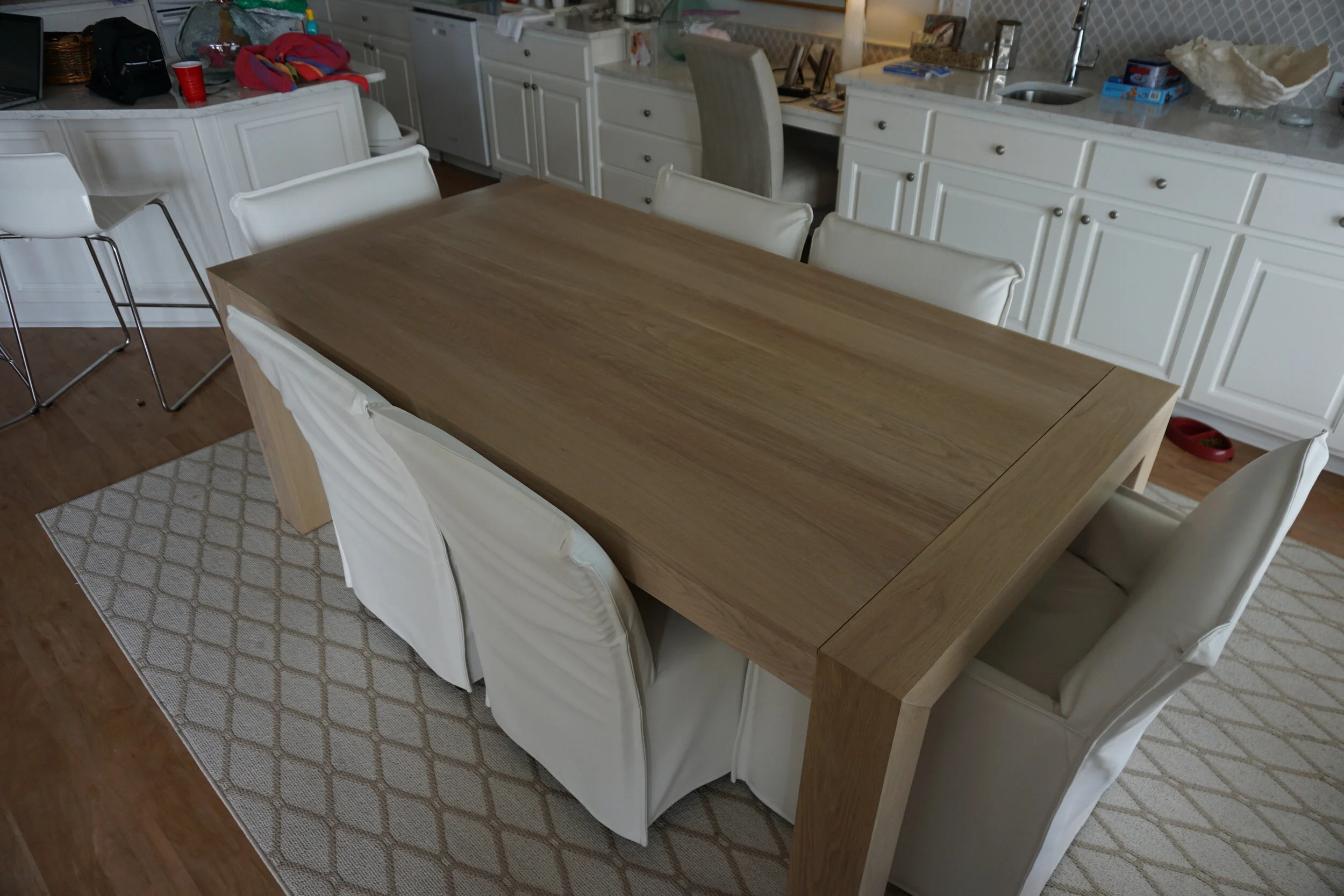 Modern White Oak Dining Table, 36" x 76", Water Based Polyurethane