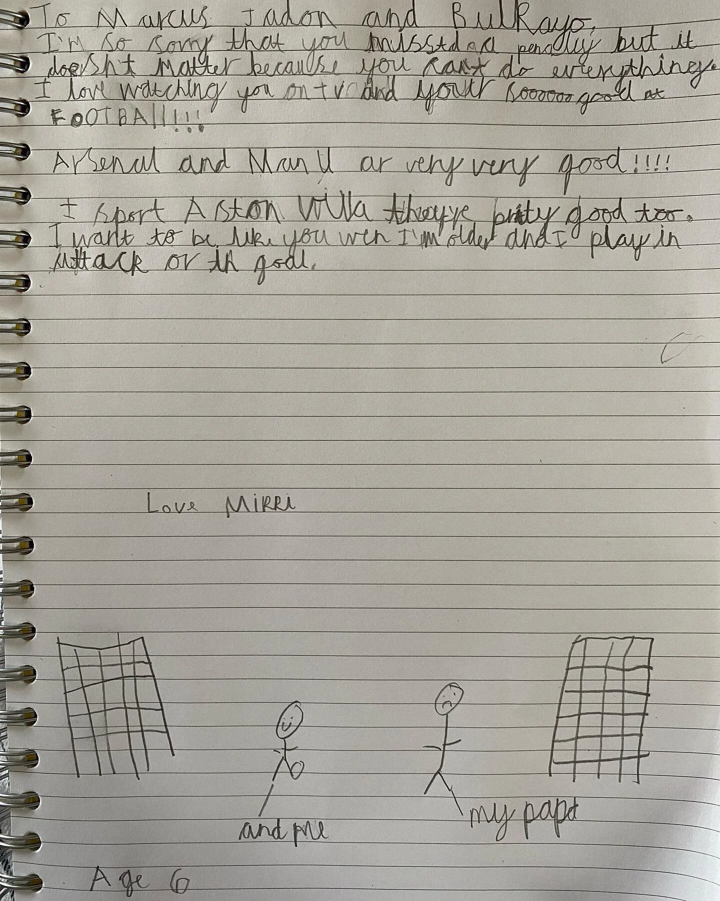 Lots of chat about the Euros and how well the England side did. I haven&rsquo;t seen any of the racist rubbish, thankfully. Thugs making fools of themselves. The whole team was inspirational. As we can see here from a letter my 6 year old son wrote t