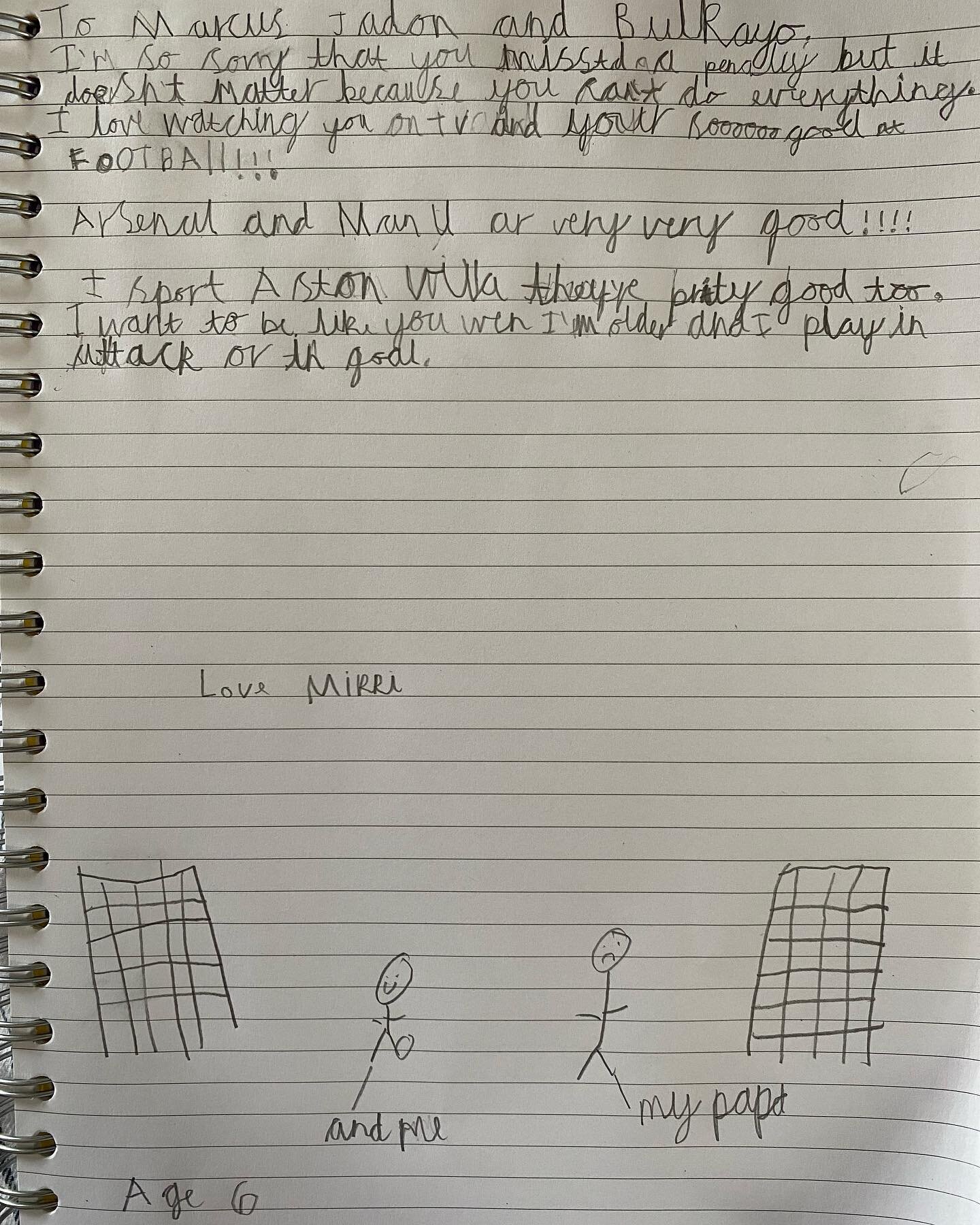 Lots of chat about the Euros and how well the England side did. I haven&rsquo;t seen any of the racist rubbish, thankfully. Thugs making fools of themselves. The whole team was inspirational. As we can see here from a letter my 6 year old son wrote t