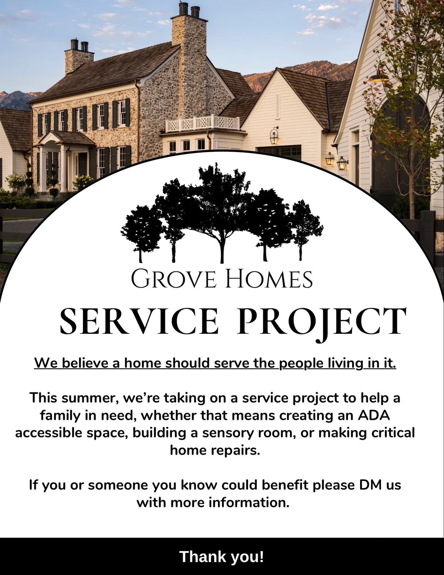 We are looking for a 2026 summer service project! If you or someone you know could benefit, please tag them below or send us a DM with a description of what service is needed. We are so grateful for our community and the continued support you give us