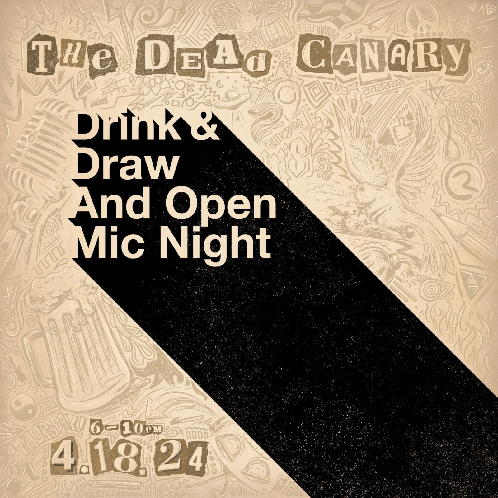 This Thursday! One of our favorite nights every month. Come out and support your local artists, or be one! Drink&amp;Draw is 6pm-10pm, followed by Open Mic from 7pm-9pm! BIG Shoutout to @redtyedesign for this months flyer. We love it! #craftbeer #nan