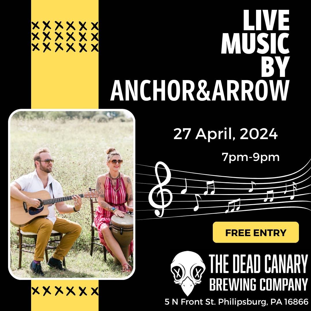 Join us this Saturday from 7pm-9pm for live music by the talented Anchor&amp;Arrow! We love having them in the taproom, and we think you will too! #craftbeer #nanobrewery  #Pennsylvania #centralpatastingtrail #welovephilipsburg #statecollegepa #