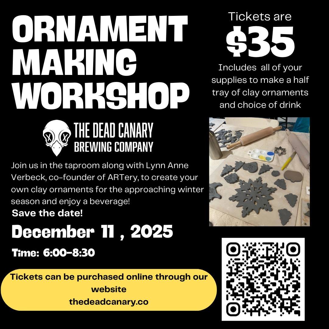 🎨✨Last Day to purchase tickets! Head to our website!✨🎨

Don&rsquo;t miss your chance to snag tickets for our Ornament Workshop!

Come get creative, enjoy a festive evening, have a drink, and make ornaments to remember the season.

#PhilipsburgPA #L