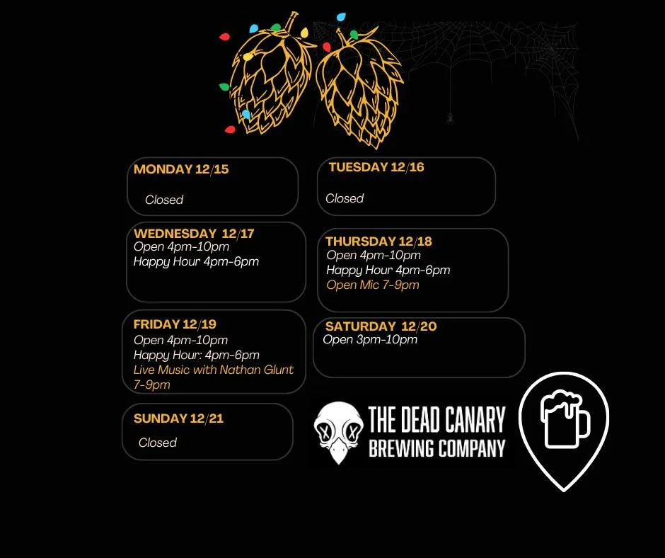 ❄️✨ A new week is here at The Dead Canary Brewing Co.!

Come sip something new, stay awhile, and enjoy the winter vibes with us. 🍹❄️

#PhilipsburgPA #LongLiveTheDeadCanary #WinterSips #CozyCocktails #DrinkLocalPA #CraftCocktails #SeasonalSips #SipSi