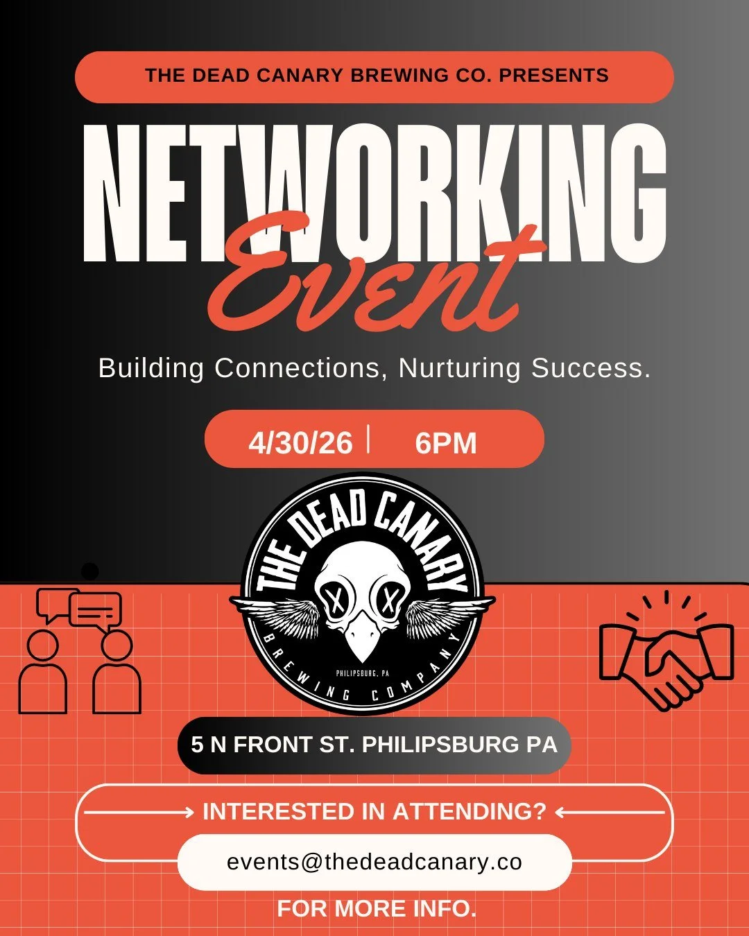 Our networking event is right around the corner&mdash;did you forget to register? No worries, there&rsquo;s still time! 👀

Send Nessa an email at events@thedeadcanary.co to secure your spot and come connect, chat, and grow with others in the communi