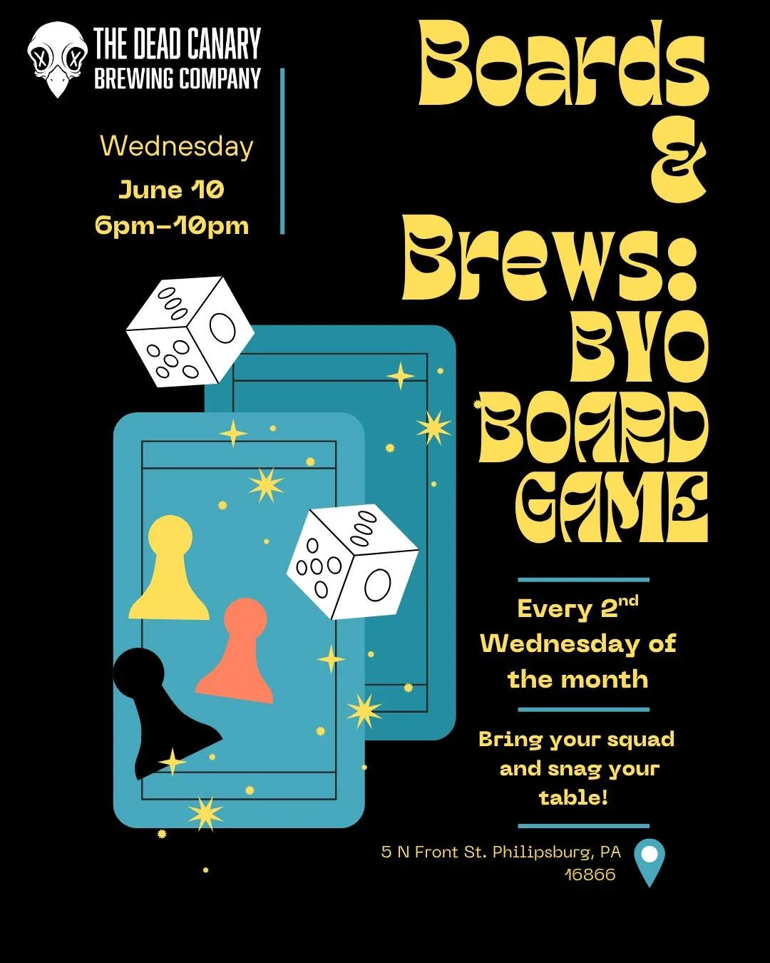 🎲🍻 It&rsquo;s Bring Your Own Board Game Night at The Dead Canary! 🍻🎲

We&rsquo;re open 4&ndash;10pm and ready for an evening of games, drinks, and friendly competition 🐤✨

Bring your favorite board game to share, or choose from a few of ours and