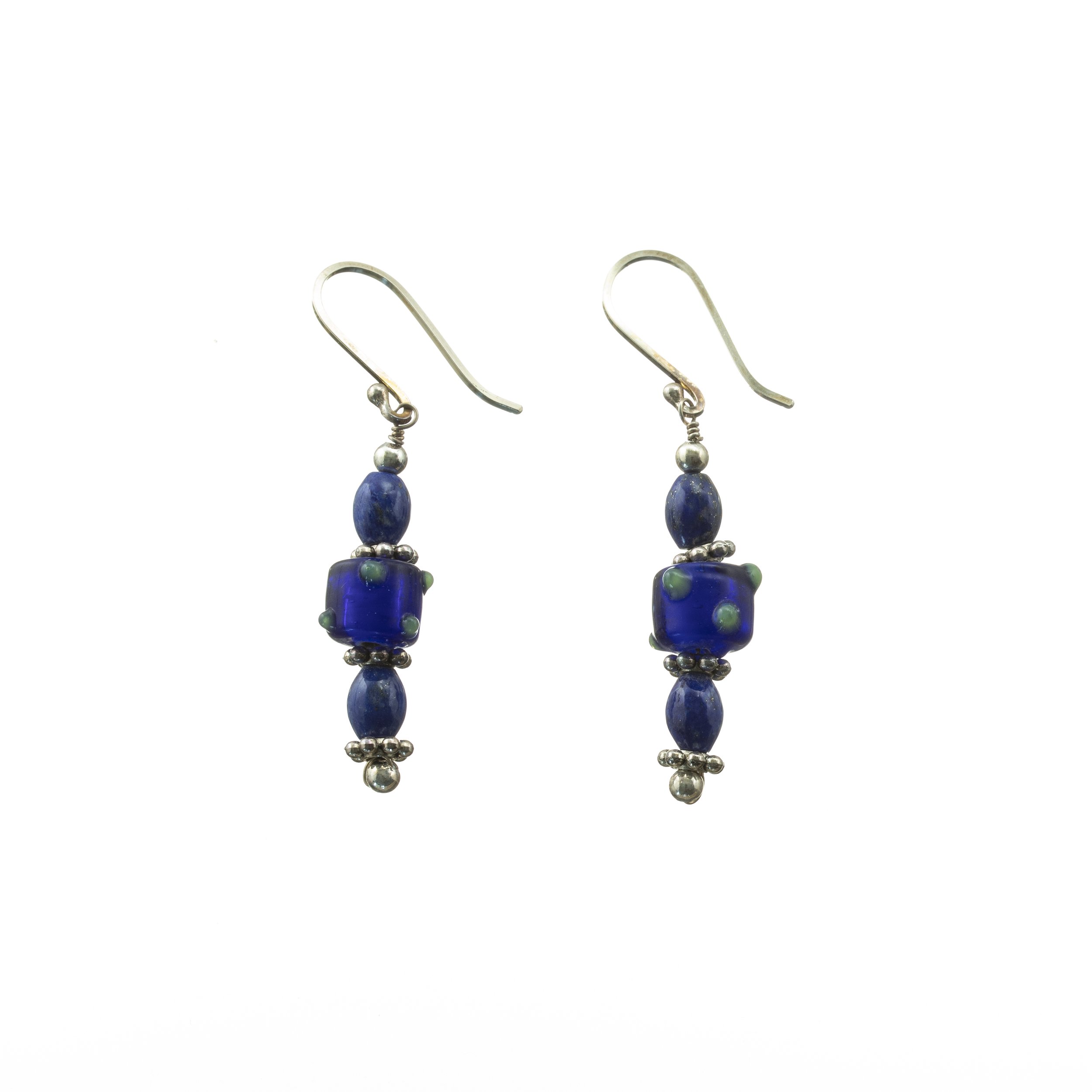 Blue Lapis and Glass Earrings