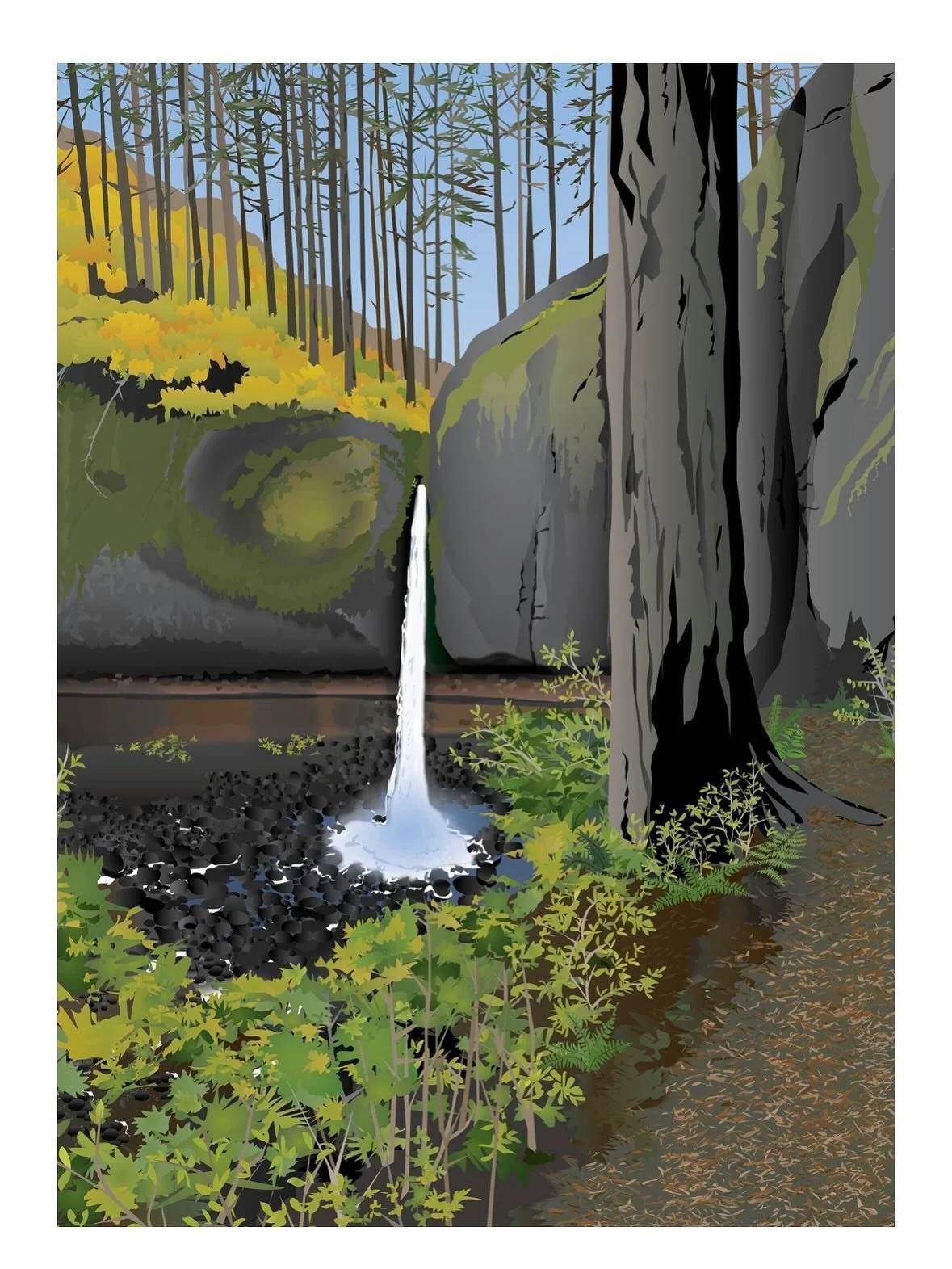 If you&rsquo;re lucky enough to have my 2025 calendar of beautiful Pacific Northwest scenery, this is the September illustration you&rsquo;ve just flipped to ~ Ponytail Falls, in the Columbia River Gorge. The trail goes behind the falls, it&rsquo;s a