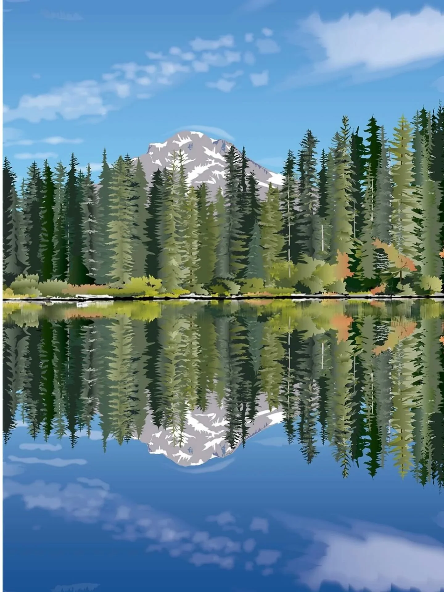 Mirror Lake! They sure named this one correctly. Insanely reflective. It&rsquo;s the November illustration in my  beautiful calendar which, by the way, you can pick up this weekend at the Crafty Wonderland Holiday Market at the Oregon Convention Cent