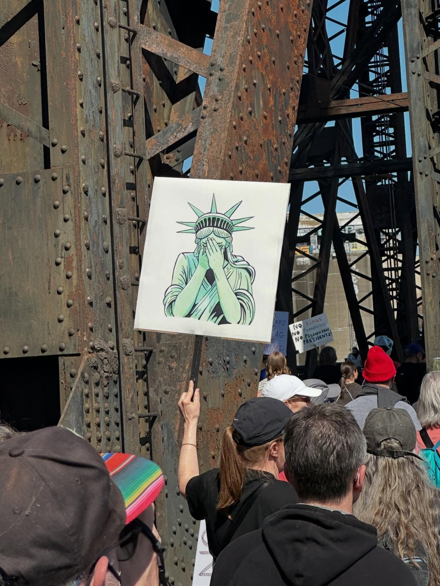 Portland shows up . . .  again. So hard to capture all the incredible signs whilst marching and carrying one&rsquo;s own sign but here are some. And a show of our beautiful cherry trees on the waterfront. 

#nokings #portland #signs