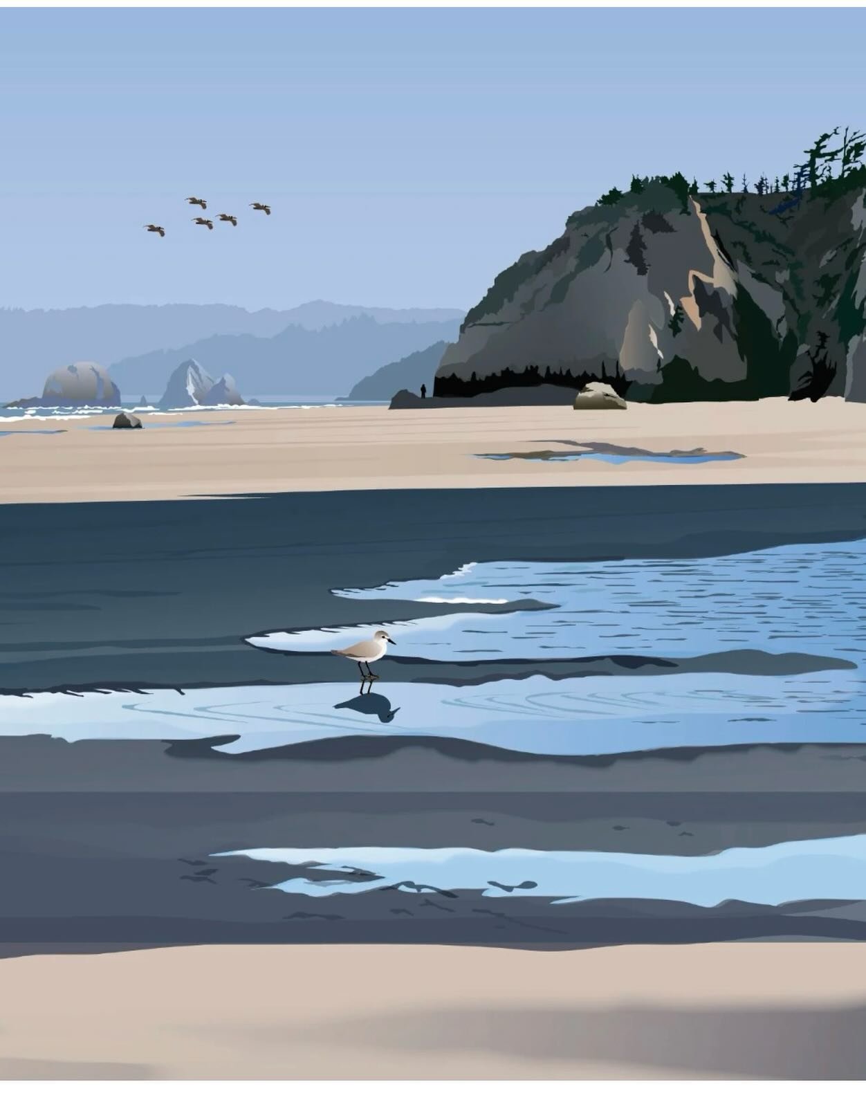If you have one of my calendars this is the lovely beach scene you just turned to yesterday. June&rsquo;s illustration is &ldquo;Low Tide at Hug Point.&rdquo; There&rsquo;s nothing like an early morning walk at the Oregon coast! 

#oregoncoast #lowti
