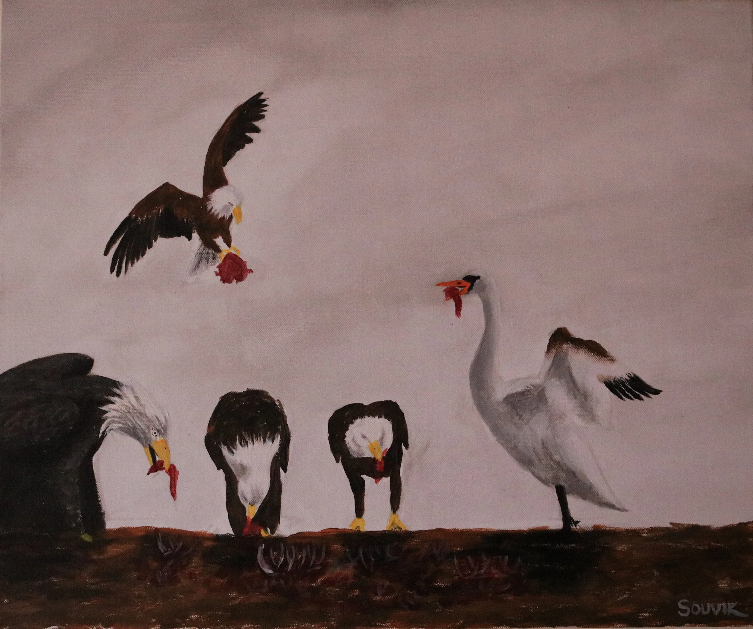 "In the world of eagles, I wanted to be a swan. I was a fool." Acrylic on Canvas