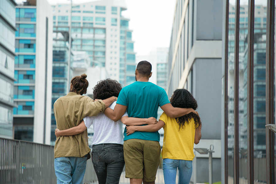 Family walking together representing polyamory and inclusive clinical practice