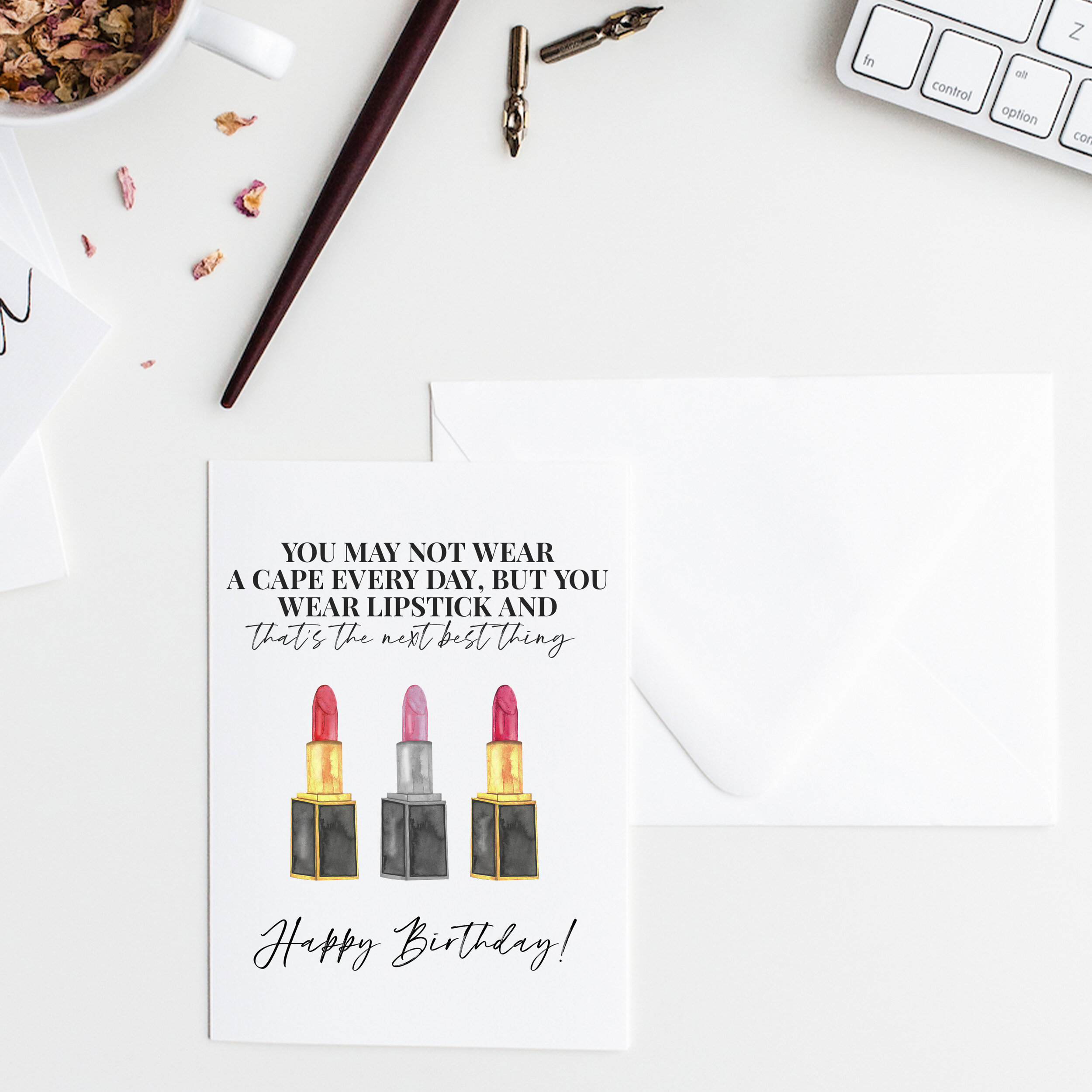Lipstick Birthday Card Lipstick Mother's Day Card Makeup Lover Card