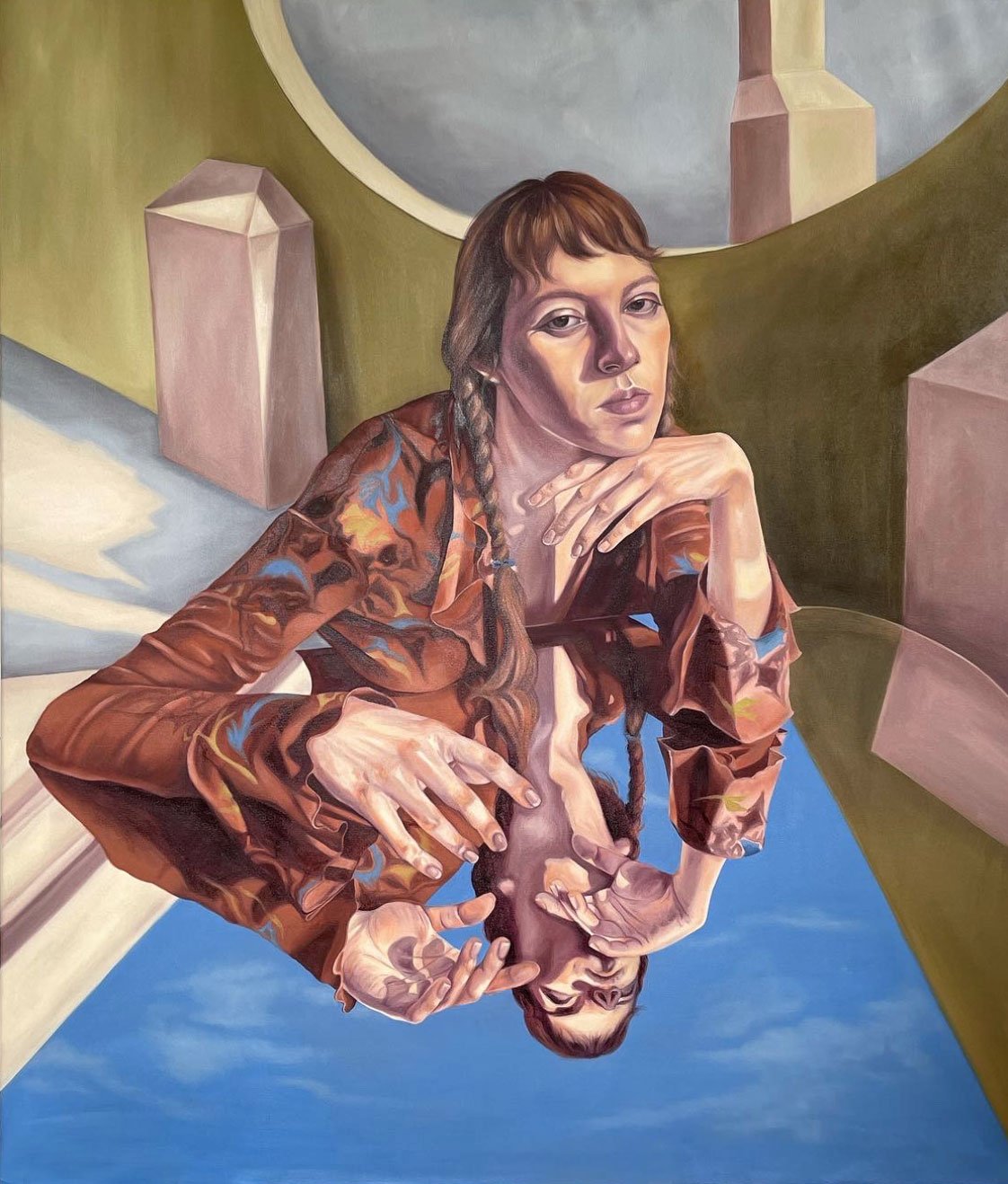 "El espejo en el balcón" oil painting on canvas. Year: 2022. Dimensions: 150cm x 160 cm. Unframed
Price: $1700